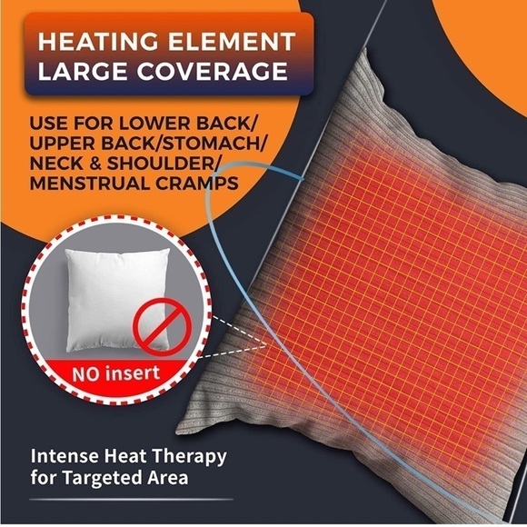 Brand New Heated Pillow Cover 18”x18” Yellow Gray Heating Pad Back Pain Relief - Picture 6 of 16